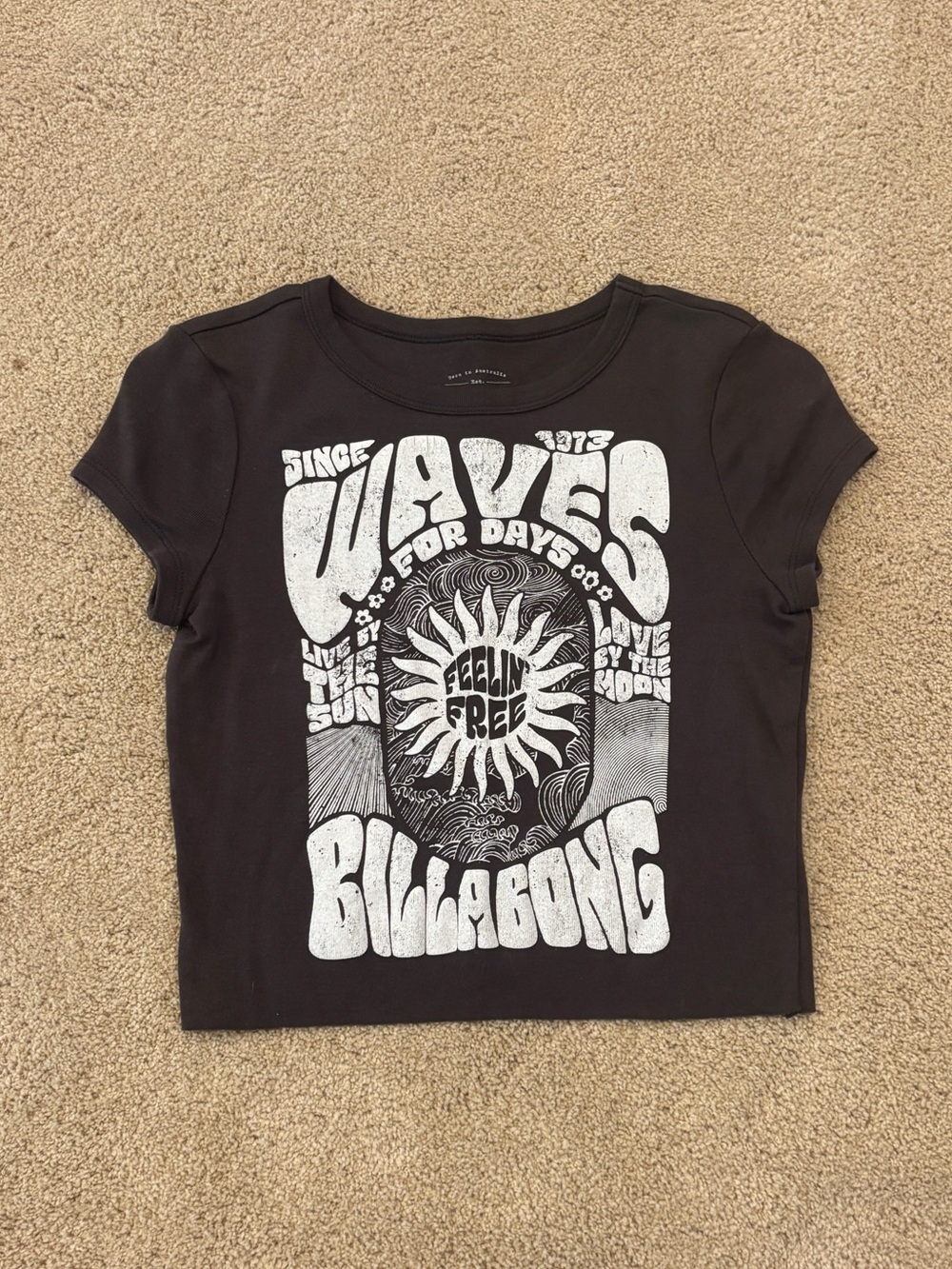 Billabong black graphic cropped baby tee